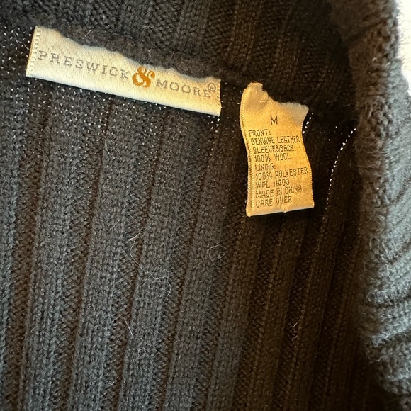 Leather, knit sweater in black by Preswick & Moore - Picture 4 of 5